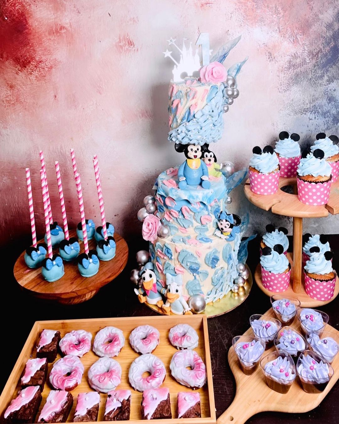 Disney Castle Mickey Theme Cake with Dessert Spread