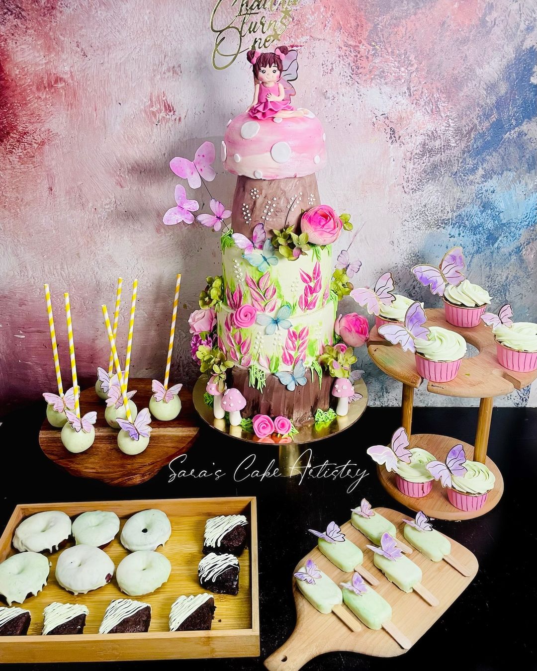 Mushroom Fairy Cake with Dessert Spread