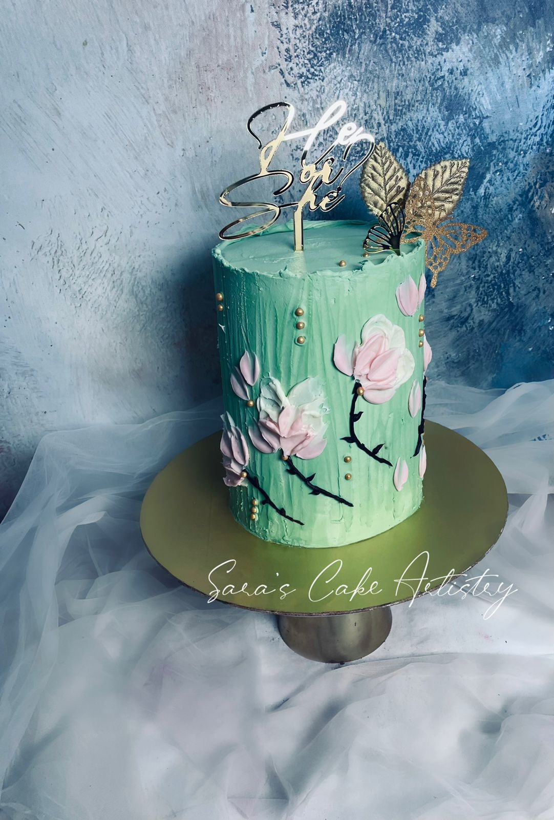 Floral Theme Cake with Dessert Spread