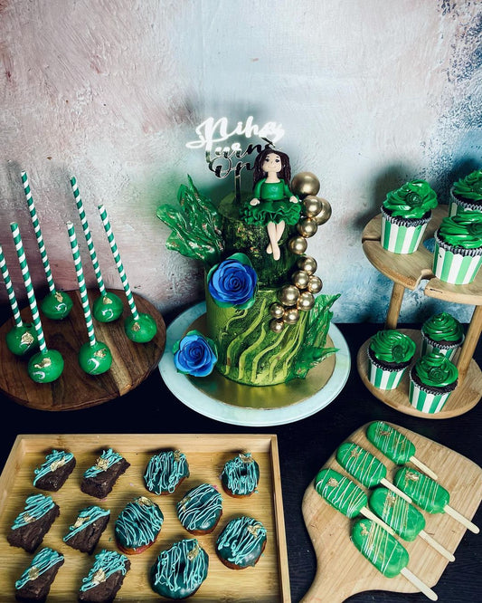 Forest Theme Cake with Dessert Spread