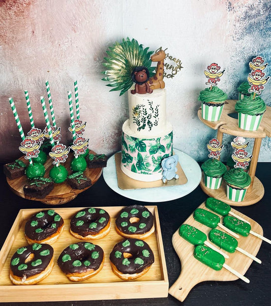 Jungle Theme Cake with Dessert Spread