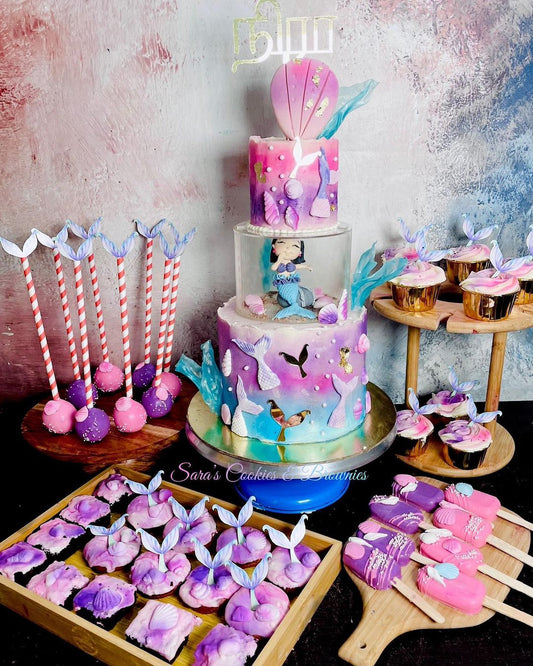 Mermaid Theme Cake with Dessert Spread