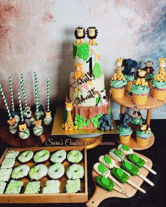 Jungle Theme Cake with Dessert Spread