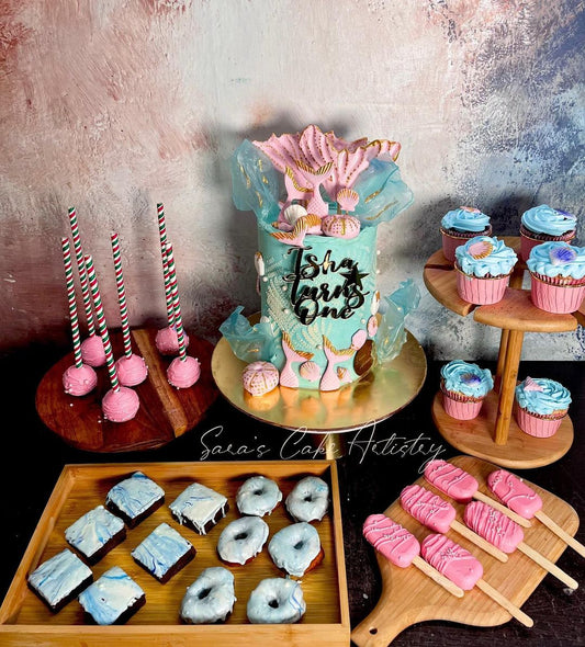 Little Mermaid Cake with Dessert Spread