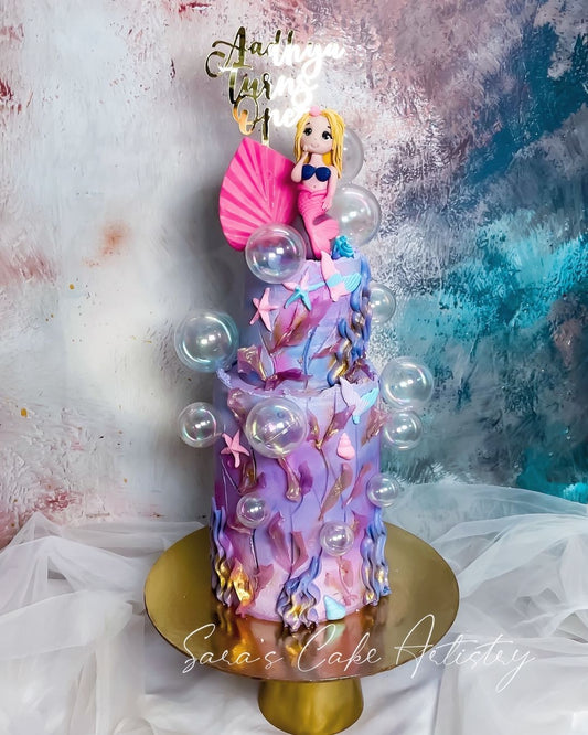 Mermaid & Bubbles Theme Cake