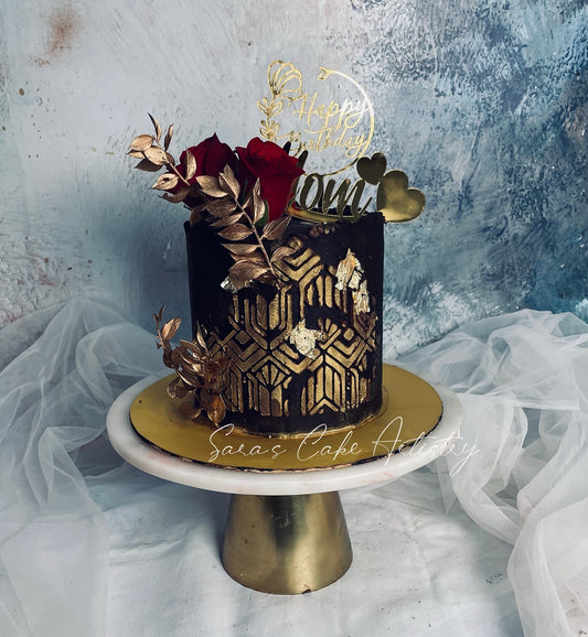 Black and Gold Party Designer Cake