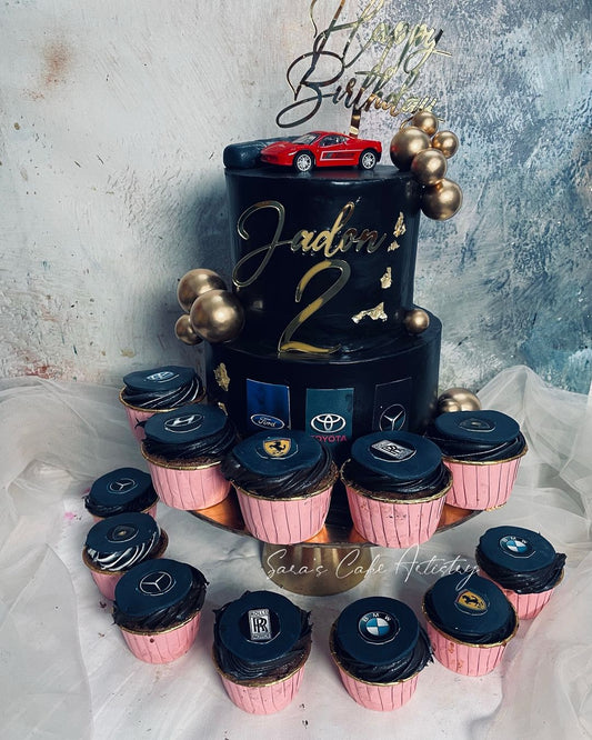 Car Theme Cake with Dessert Spread