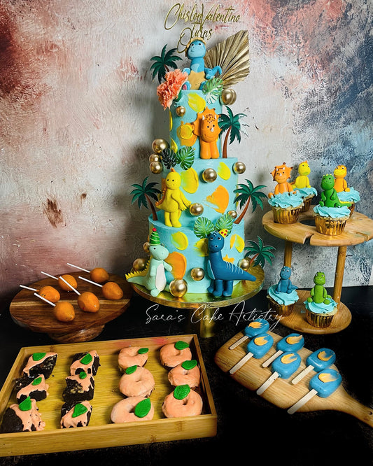 Jungle Theme Cake with Dessert Spread