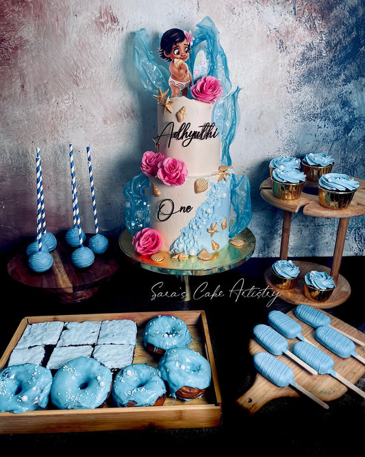 Moana Theme Cake with Dessert Spread