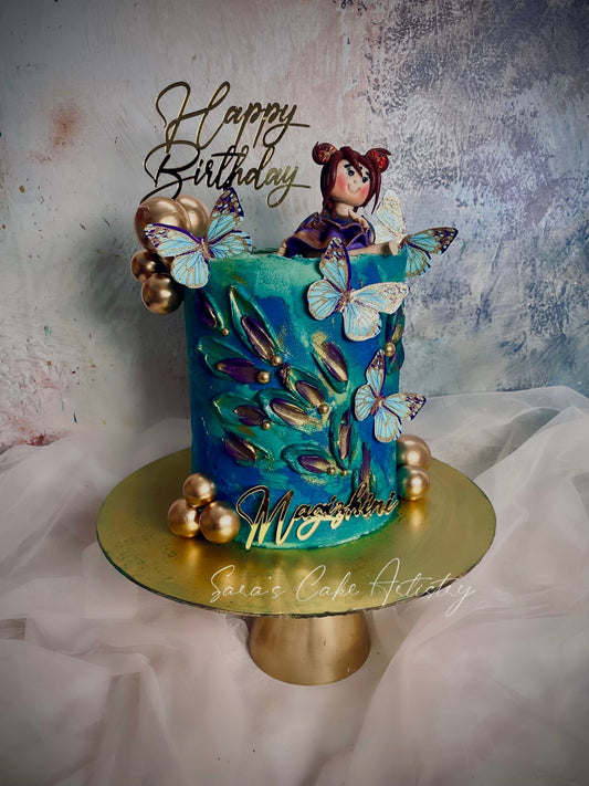 Floral and Butterfly Theme Theme Cake