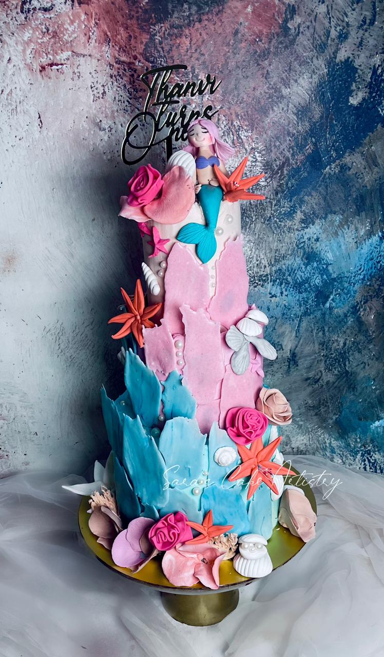 Mermaid Theme Cake with Dessert Spread